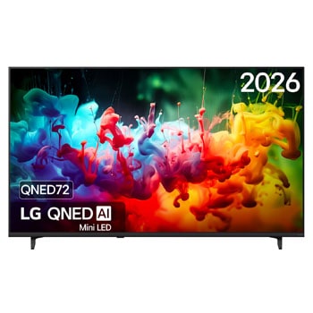 Vooraanzicht van 65 inch LG QNED AI QNED72 Mini LED 4K Smart TV 2026 65QNED72B6B